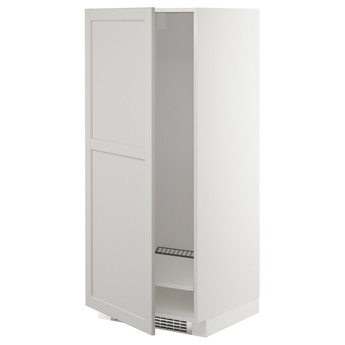 METOD МЕТОД Высокий шкаф для холодильника / морозильника, белый / Lerhyttan светло-серый, 60x60x140 см