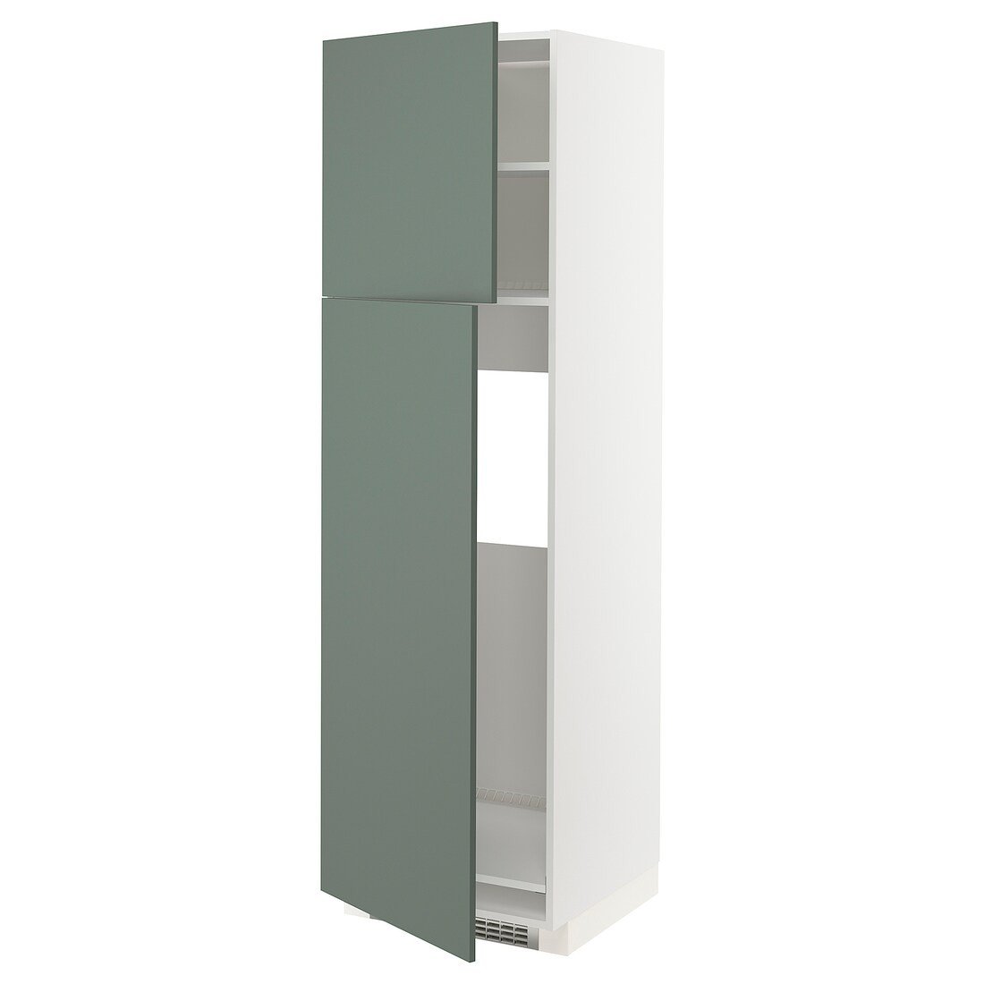 METOD МЕТОД Высокий шкаф для холодильника, белый / Bodarp серо-зеленый, 60x60x200 см