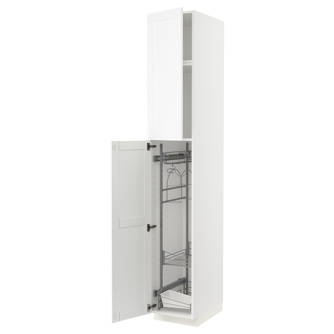 METOD МЕТОД Высокий шкаф с отделением для аксессуаров для уборки, белый Enköping / белый имитация дерева, 40x60x240 см