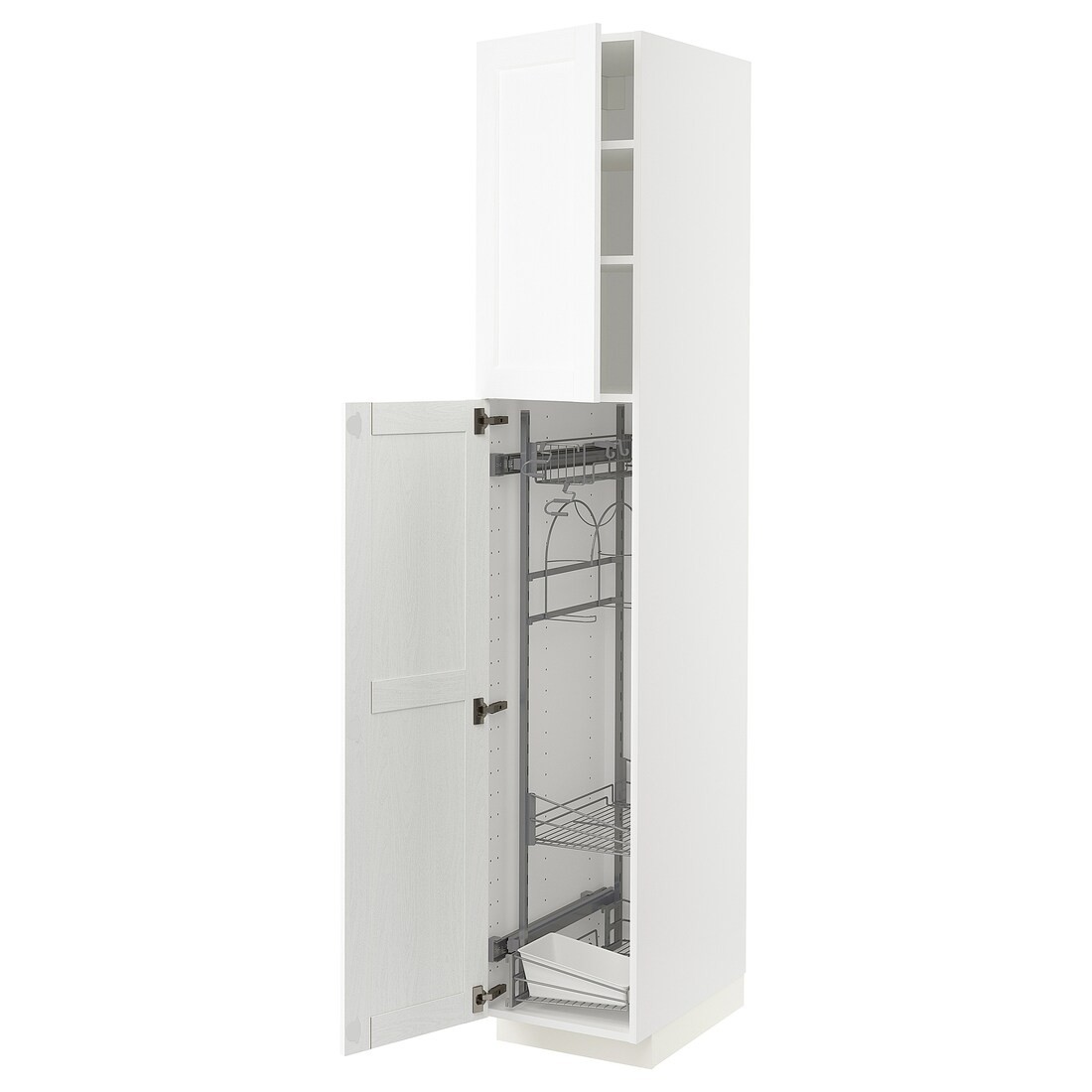 METOD МЕТОД Высокий шкаф с отделением для аксессуаров для уборки, белый Enköping / белый имитация дерева, 40x60x220 см