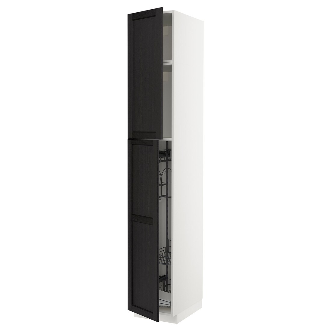 METOD МЕТОД Высокий шкаф с отделением для аксессуаров для уборки, белый / Lerhyttan черная морилка, 40x60x240 см
