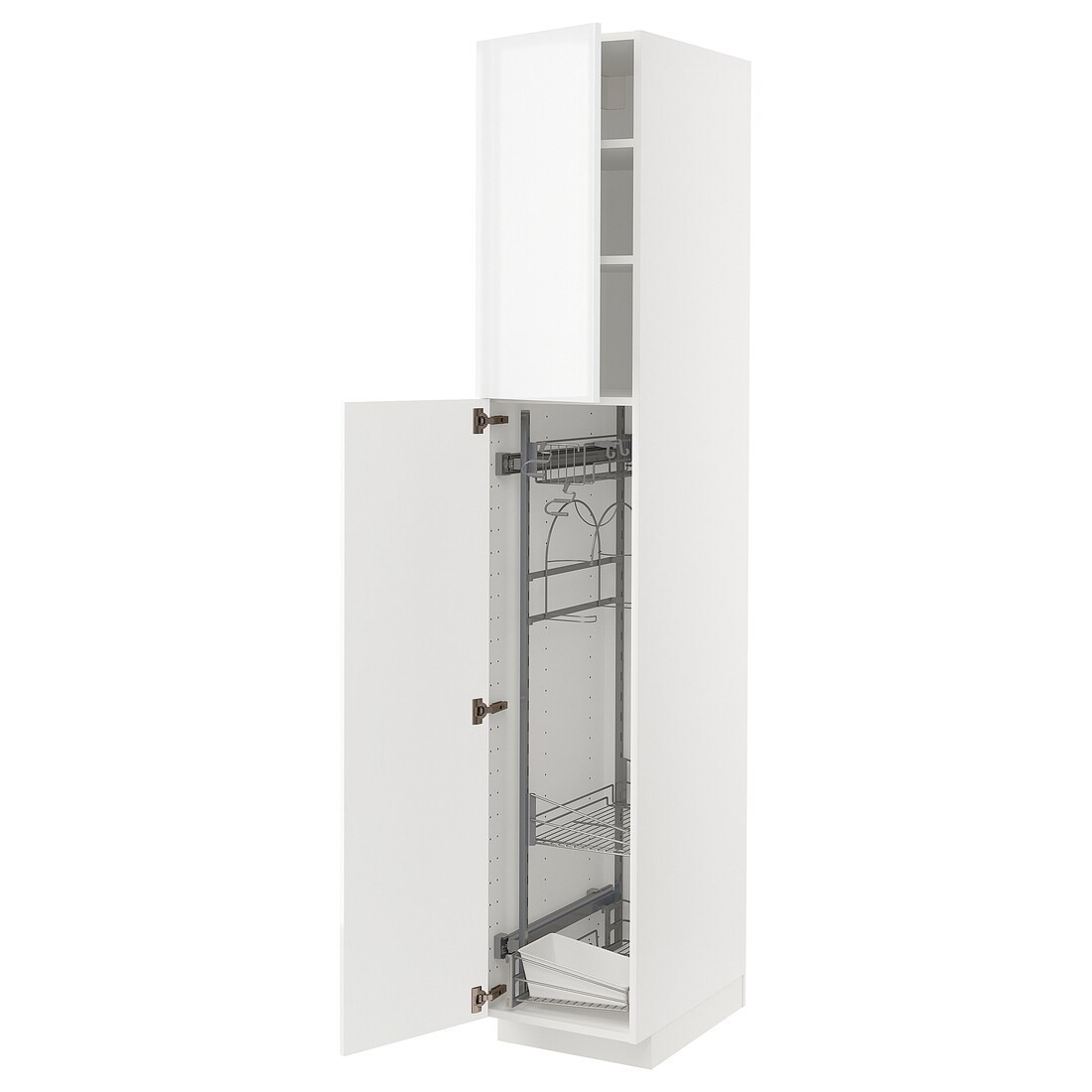 METOD МЕТОД Высокий шкаф с отделением для аксессуаров для уборки, белый / Ringhult светло-серый, 40x60x220 см