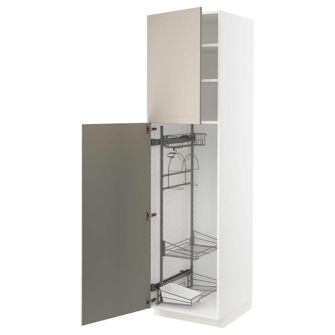 METOD МЕТОД Высокий шкаф с отделением для аксессуаров для уборки, белый / Stensund бежевый, 60x60x220 см
