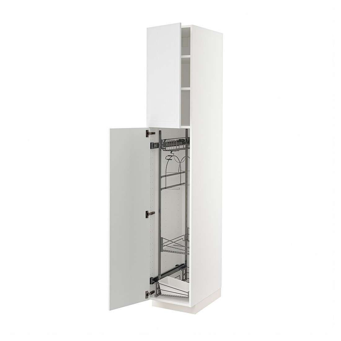 METOD МЕТОД Высокий шкаф с отделением для аксессуаров для уборки, белый / Stensund белый, 40x60x220 см