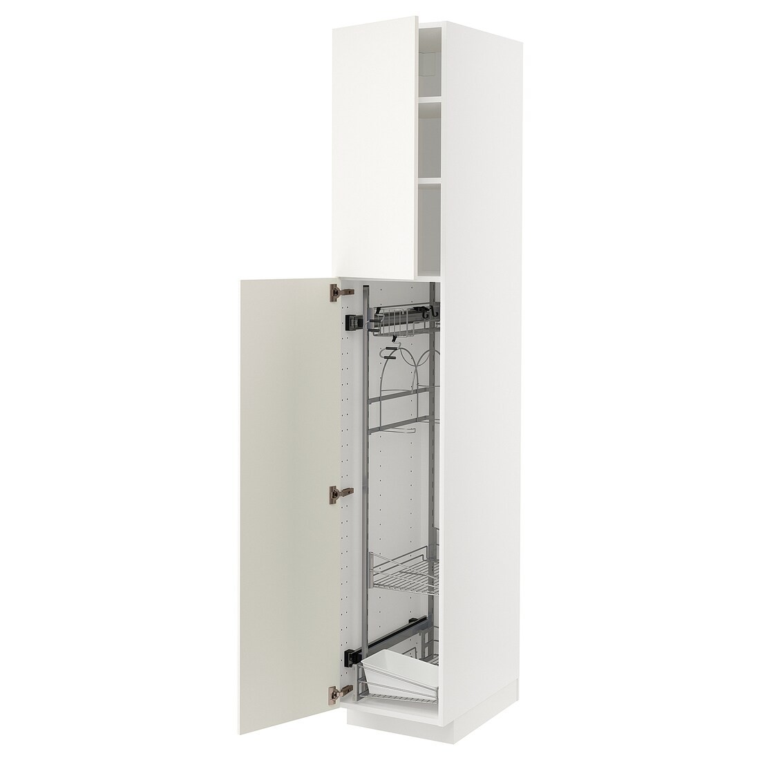 METOD МЕТОД Высокий шкаф с отделением для аксессуаров для уборки, белый / Veddinge белый, 40x60x220 см