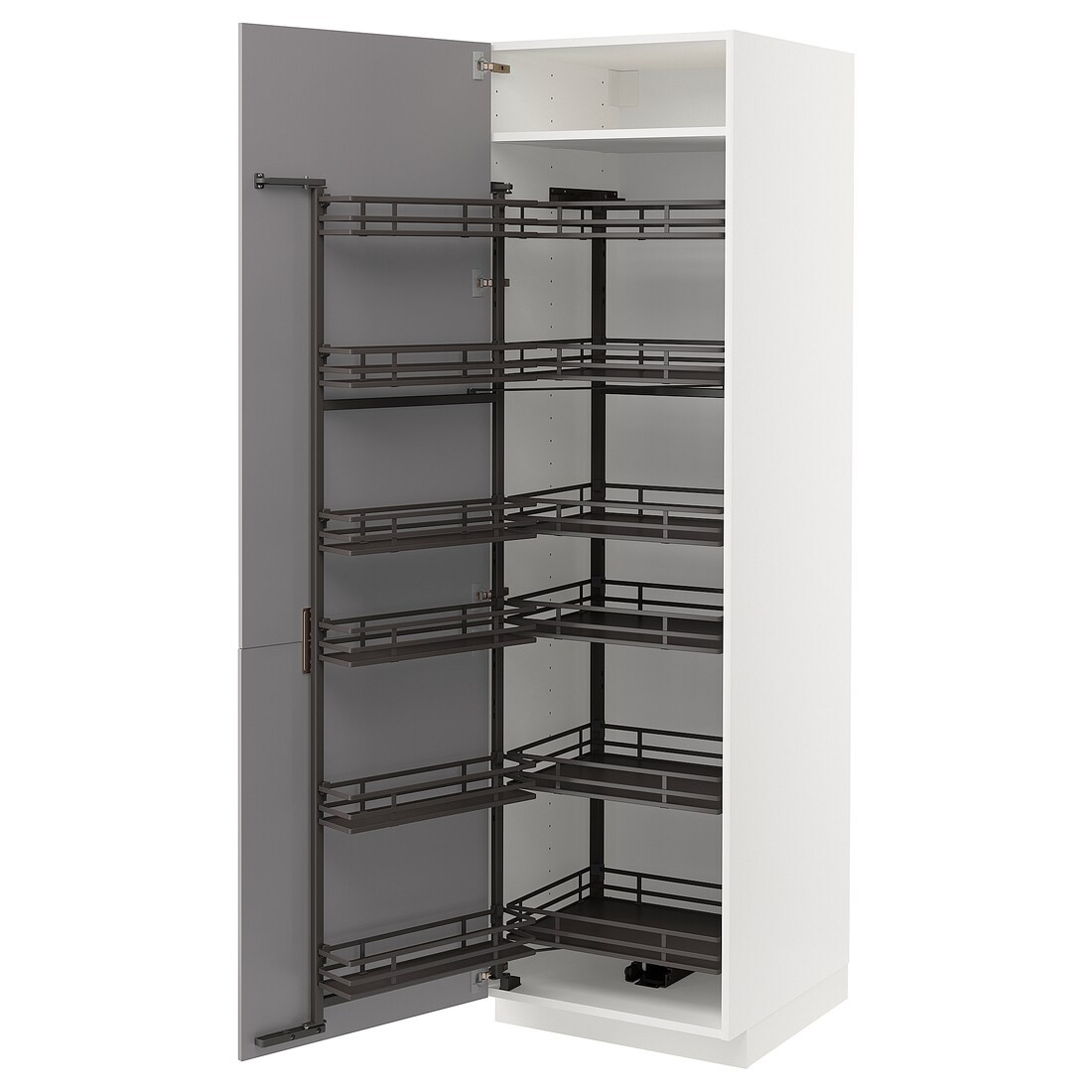 METOD МЕТОД Высокий шкаф с выдвижной кладовой, белый / Bodbyn серый, 60x60x200 см