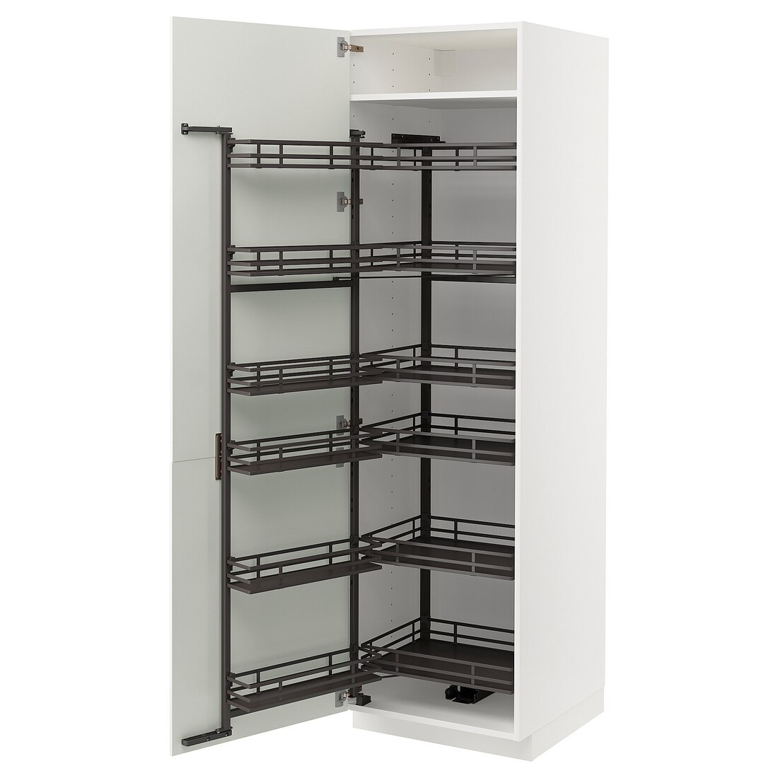 METOD МЕТОД Высокий шкаф с выдвижной кладовой, белый / Bodbyn кремовый, 60x60x200 см