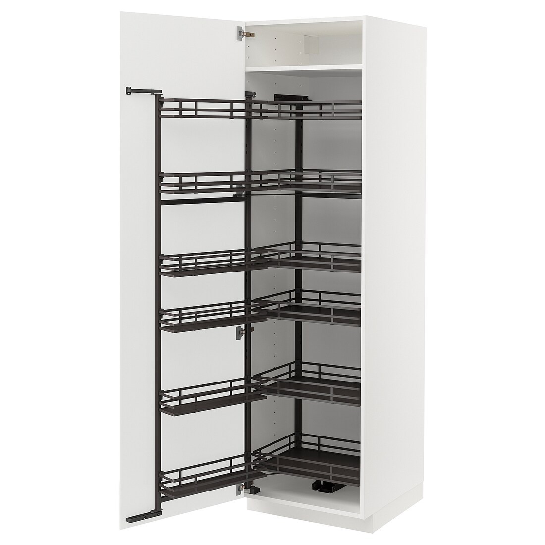 METOD МЕТОД Высокий шкаф с выдвижной кладовой, белый / Ringhult светло-серый, 60x60x200 см