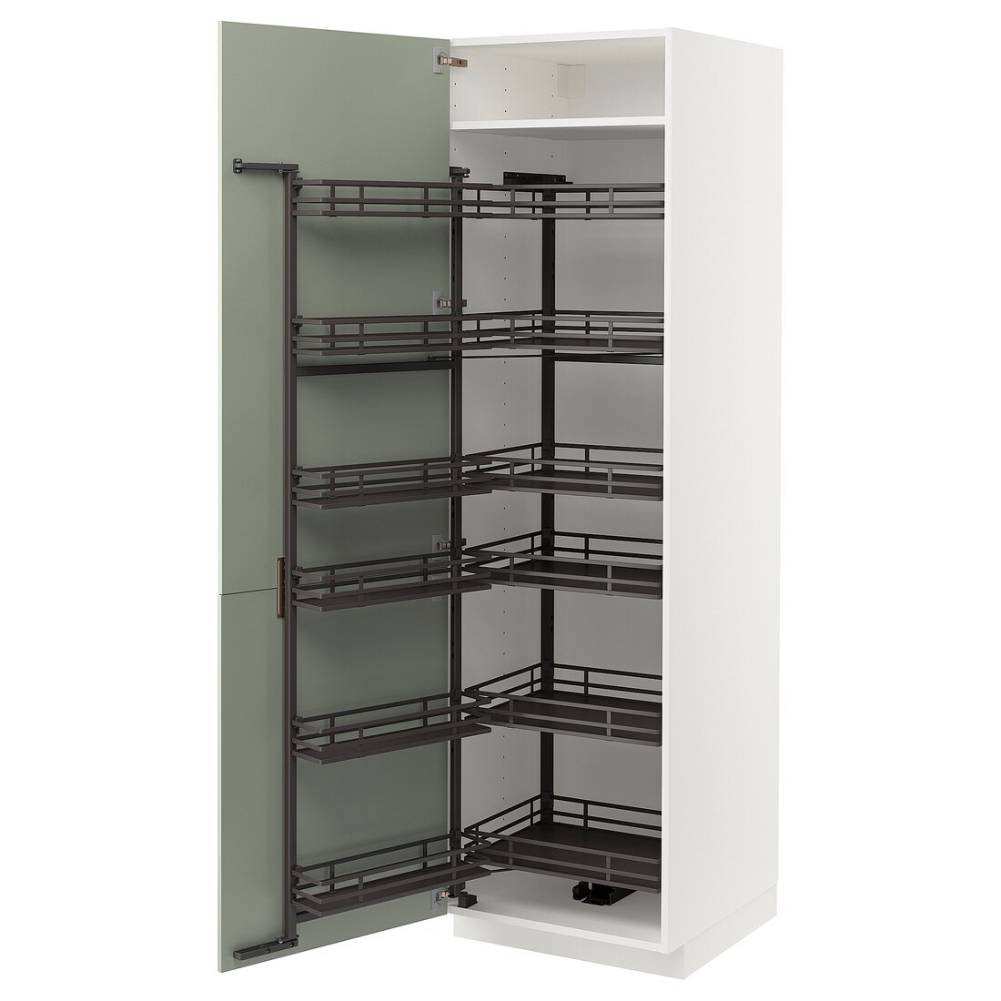 METOD МЕТОД Высокий шкаф с выдвижной кладовой, белый / Stensund светло-зеленый, 60x60x200 см
