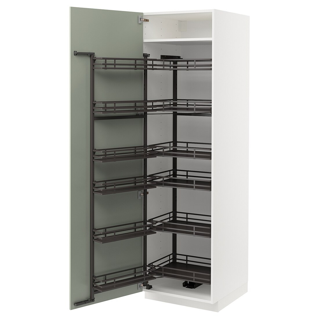 METOD МЕТОД Высокий шкаф с выдвижной кладовой, белый / Stensund светло-зеленый, 60x60x200 см