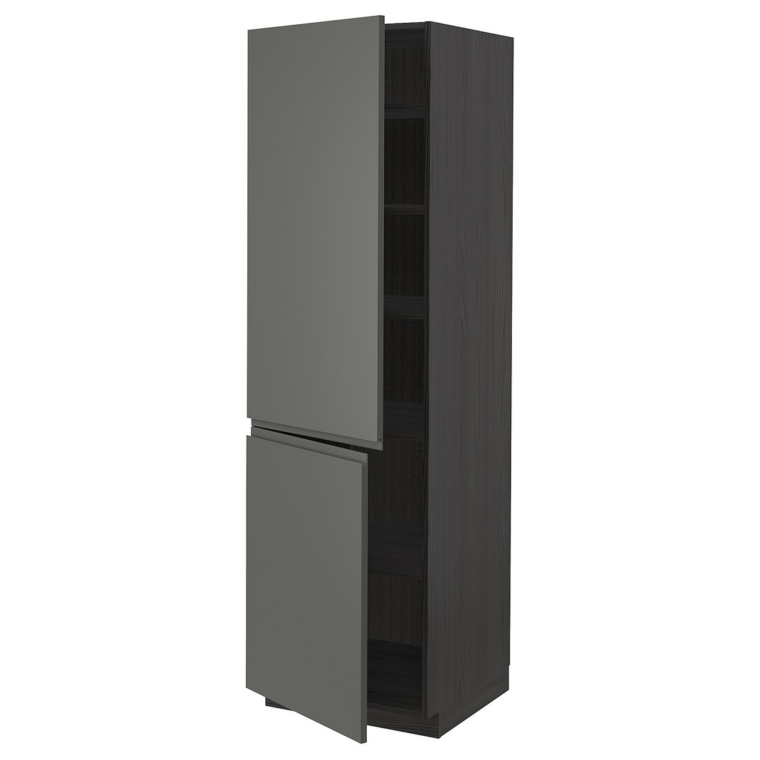 METOD МЕТОД Высокий шкаф с полками / 2 дверцы, черный / Voxtorp темно-серый, 60x60x200 см