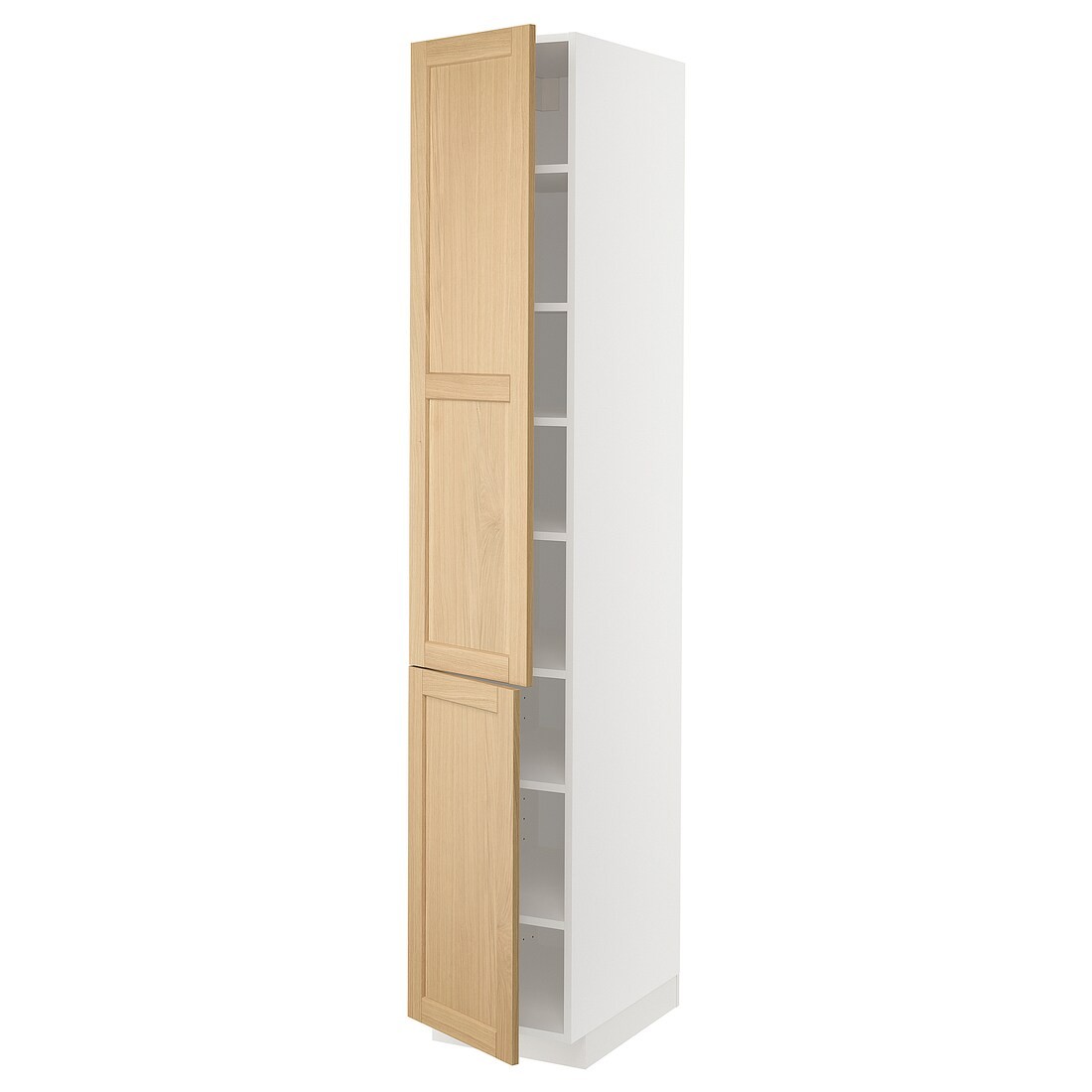 METOD Высокий шкаф с полками / 2 дверцы, белый / дуб Forsbacka, 40x60x220 см