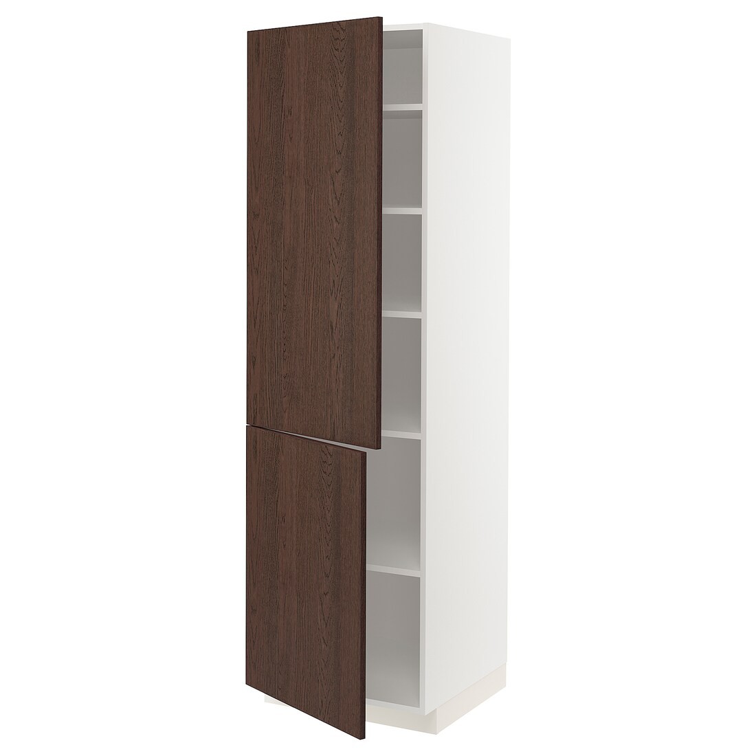 METOD МЕТОД Высокий шкаф с полками / 2 дверцы, белый / Sinarp коричневый, 60x60x200 см