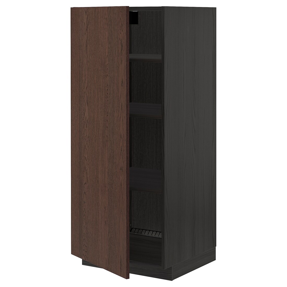 METOD МЕТОД Высокий шкаф с полками, черный / Sinarp коричневый, 60x60x140 см