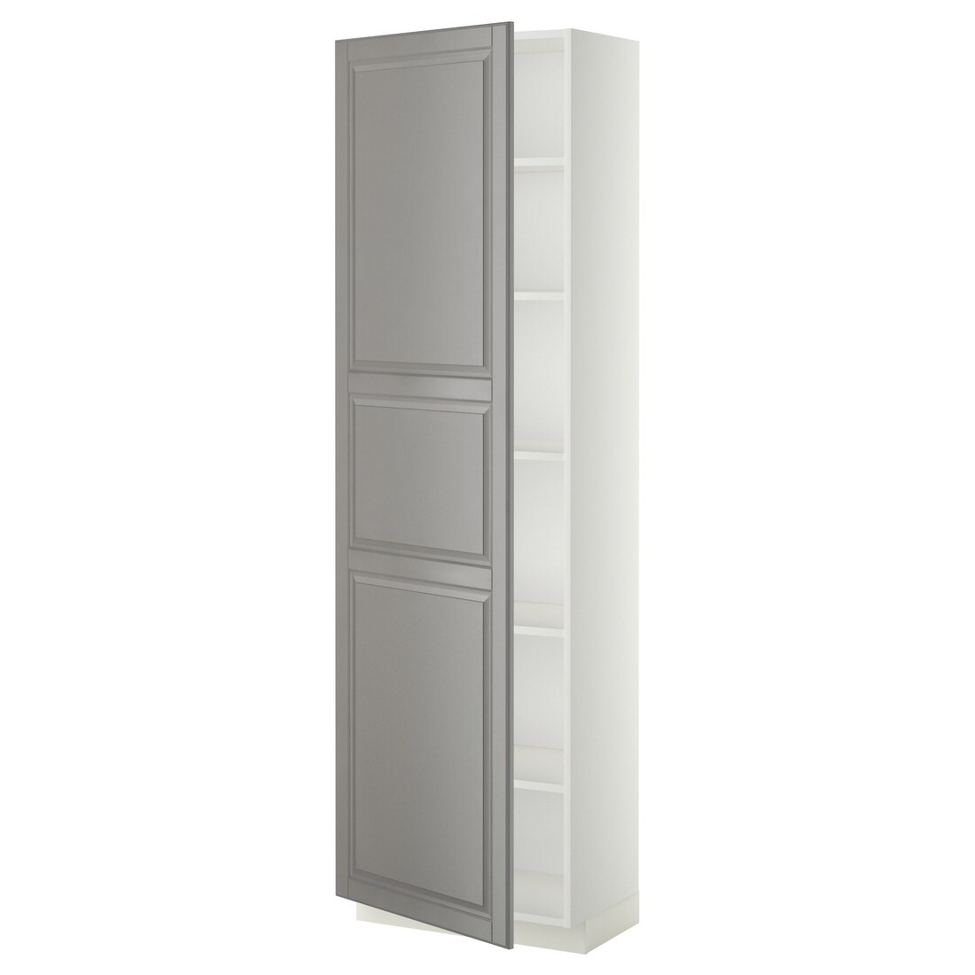 METOD МЕТОД Высокий шкаф с полками, белый / Bodbyn серый, 60x37x200 см