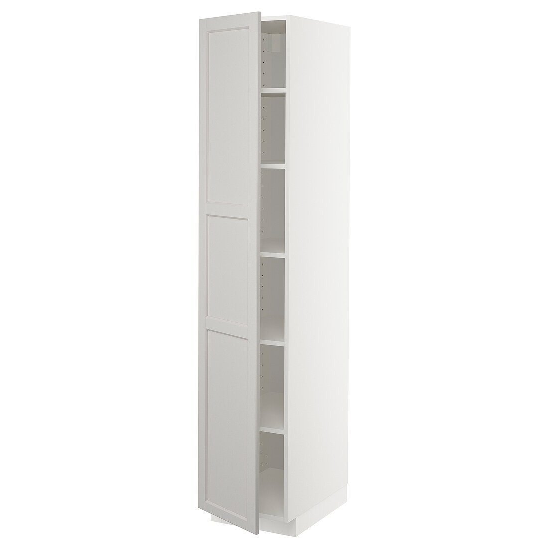 METOD МЕТОД Высокий шкаф с полками, белый / Lerhyttan светло-серый, 40x60x200 см