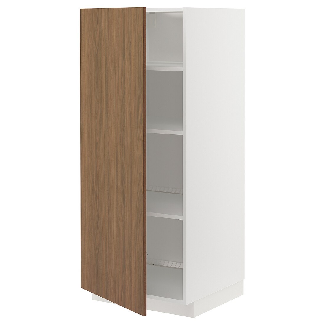 METOD Высокий шкаф с полками, белый / Имитация коричневого ореха, 60x60x140 см
