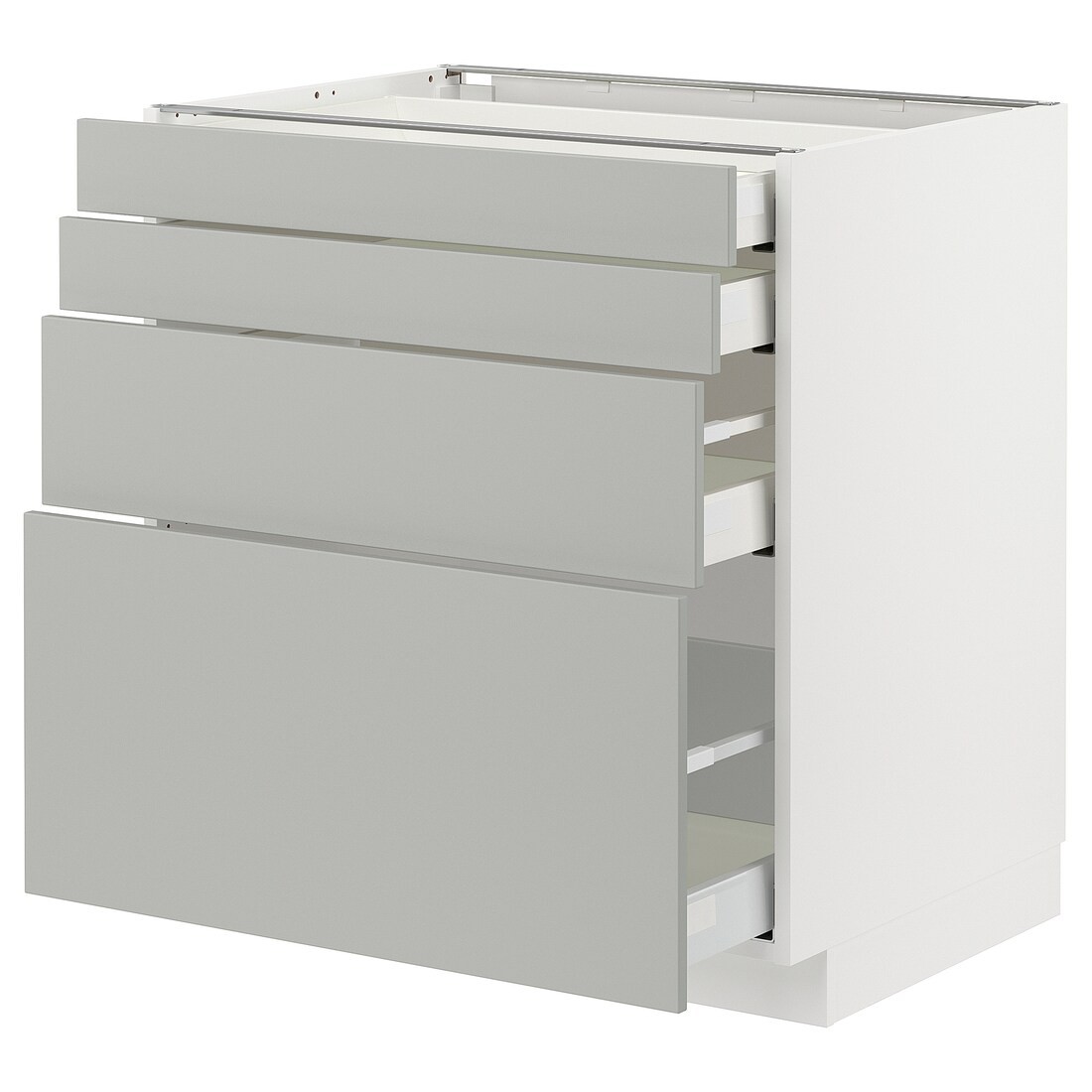 METOD / MAXIMERA Напольный шкаф 4 ящика, белый / Хавсторп светло-серый, 80x60 см