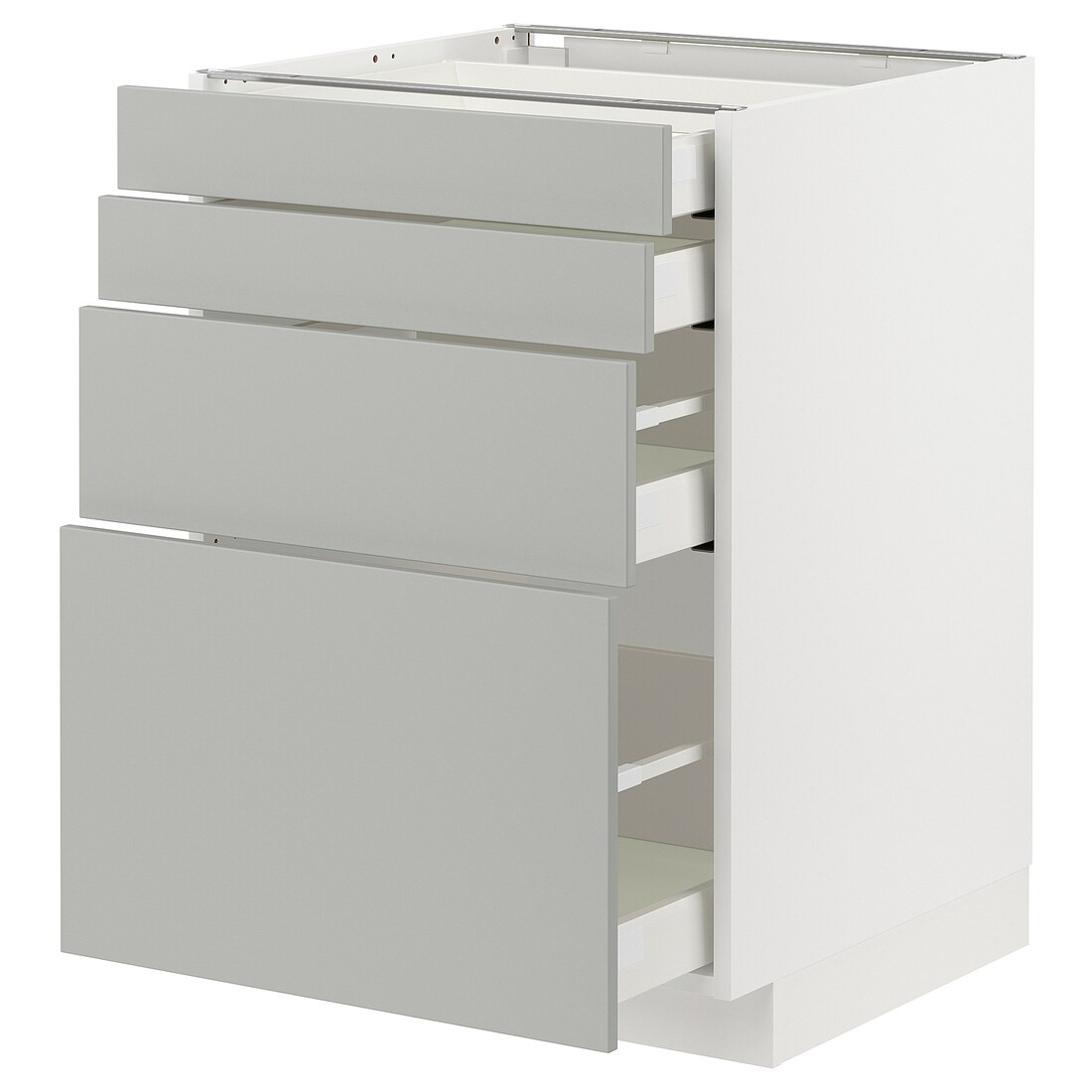 METOD / MAXIMERA Напольный шкаф 4 ящика, белый / Хавсторп светло-серый, 60x60 см