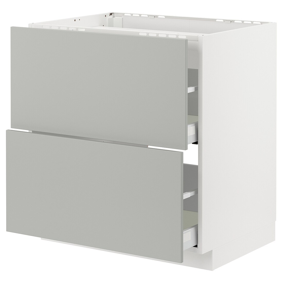 METOD / MAXIMERA Шкаф для варочной панели / 2 ящика, белый / Хавсторп светло-серый, 80x60 см