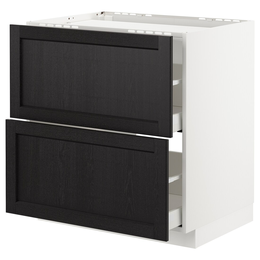 METOD МЕТОД / MAXIMERA МАКСИМЕРА Шкаф для варочной панели / 2 ящика, белый / Lerhyttan черная морилка, 80x60 см