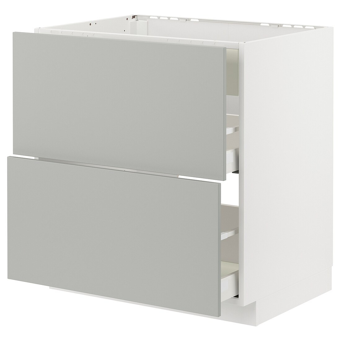 METOD / MAXIMERA Напольный шкаф для варочной панели / вытяжка с ящиком, белый / Хавсторп светло-серый, 80x60 см