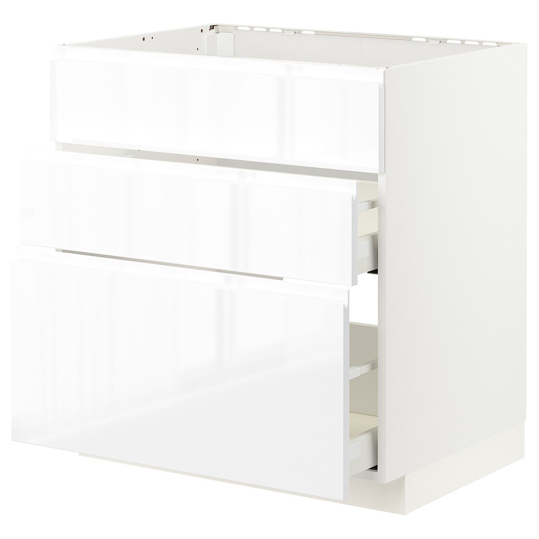 METOD МЕТОД / MAXIMERA МАКСИМЕРА Напольный шкаф для варочной панели / вытяжка с ящиком, белый / Voxtorp глянцевый / белый, 80x60 см