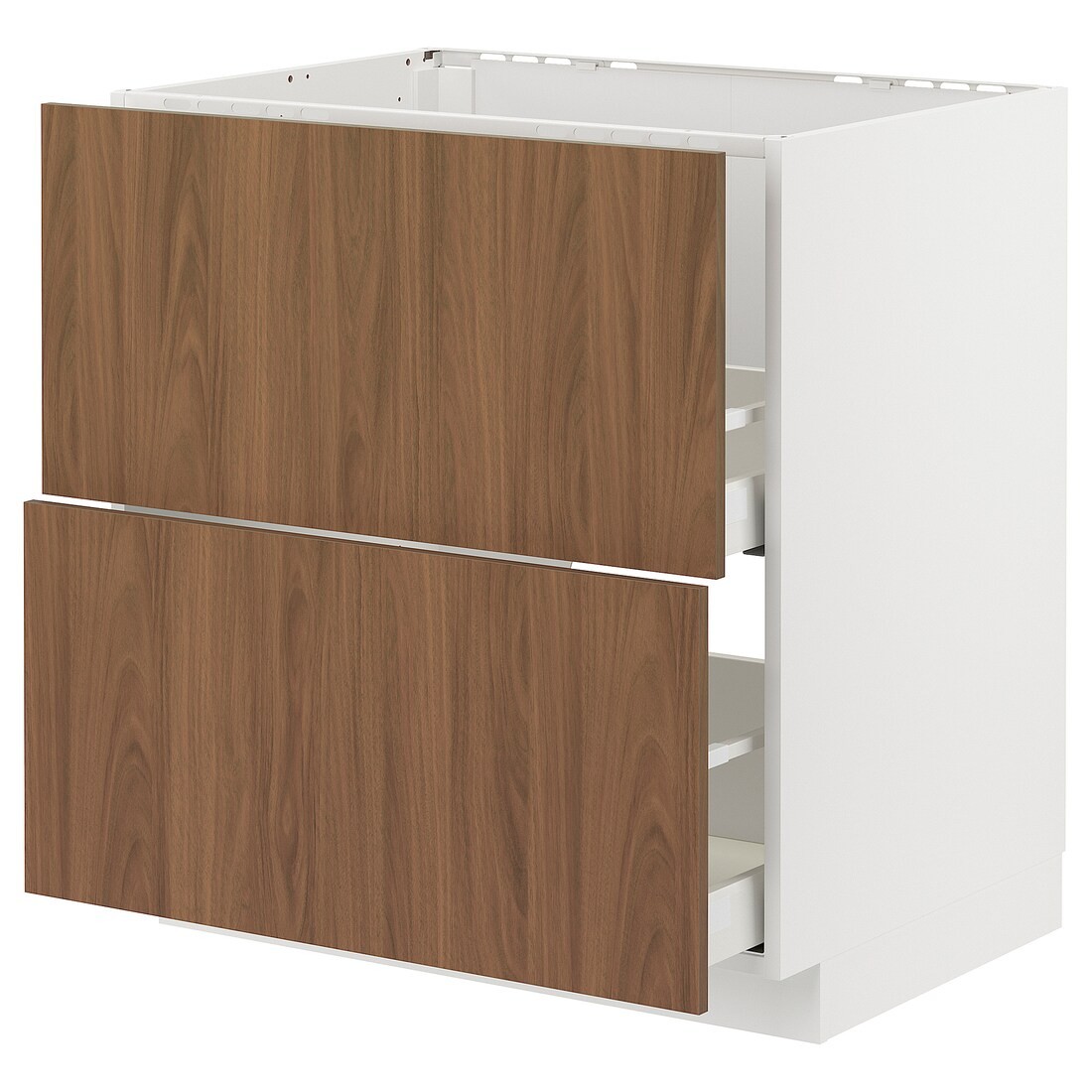 METOD / MAXIMERA Напольный шкаф под мойку с ящиками, белый / Имитация коричневого ореха, 80x60 см