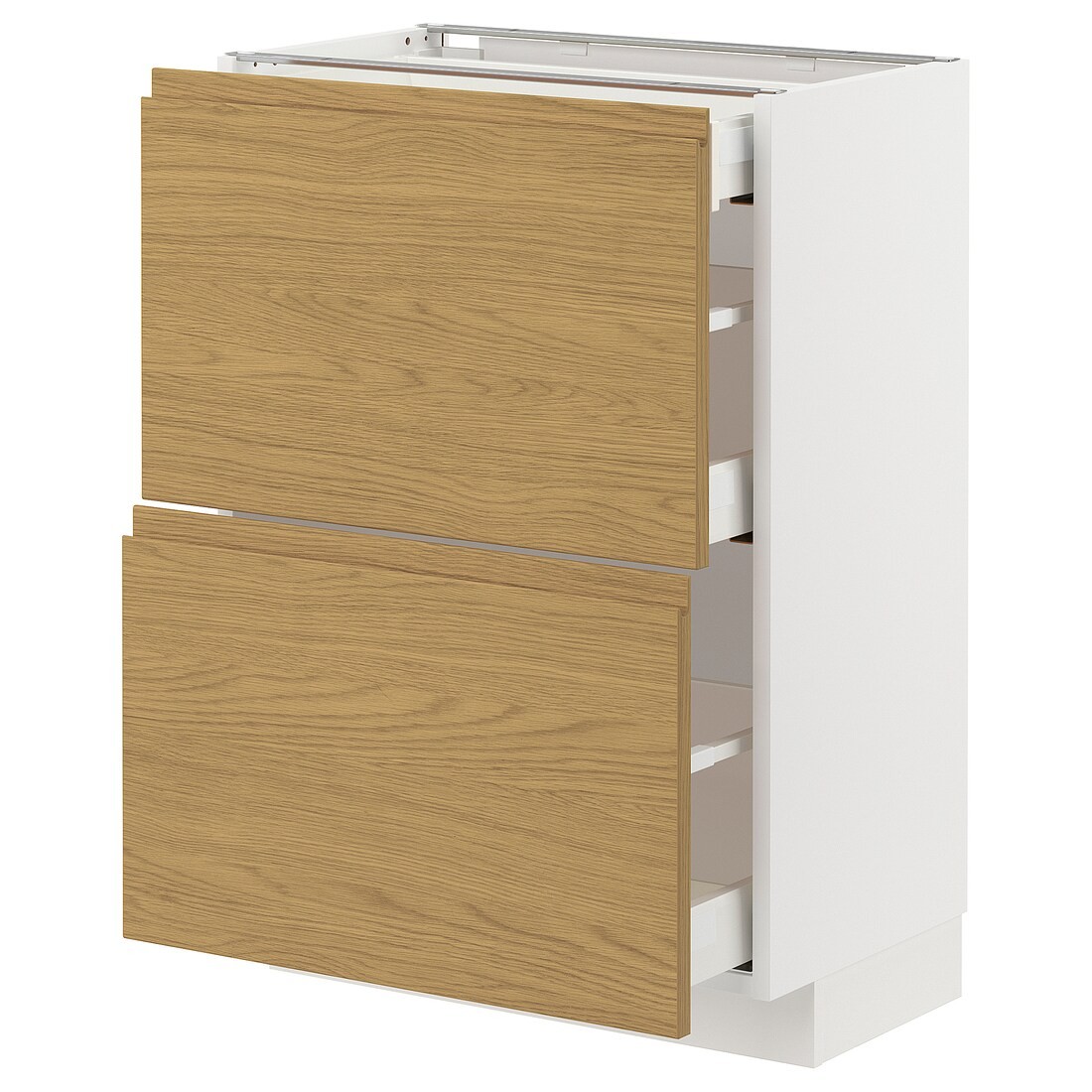METOD / MAXIMERA напольный шкаф/2 фасада/3 ящика, белый / Voxtorp имитация дуб, 60x37 см