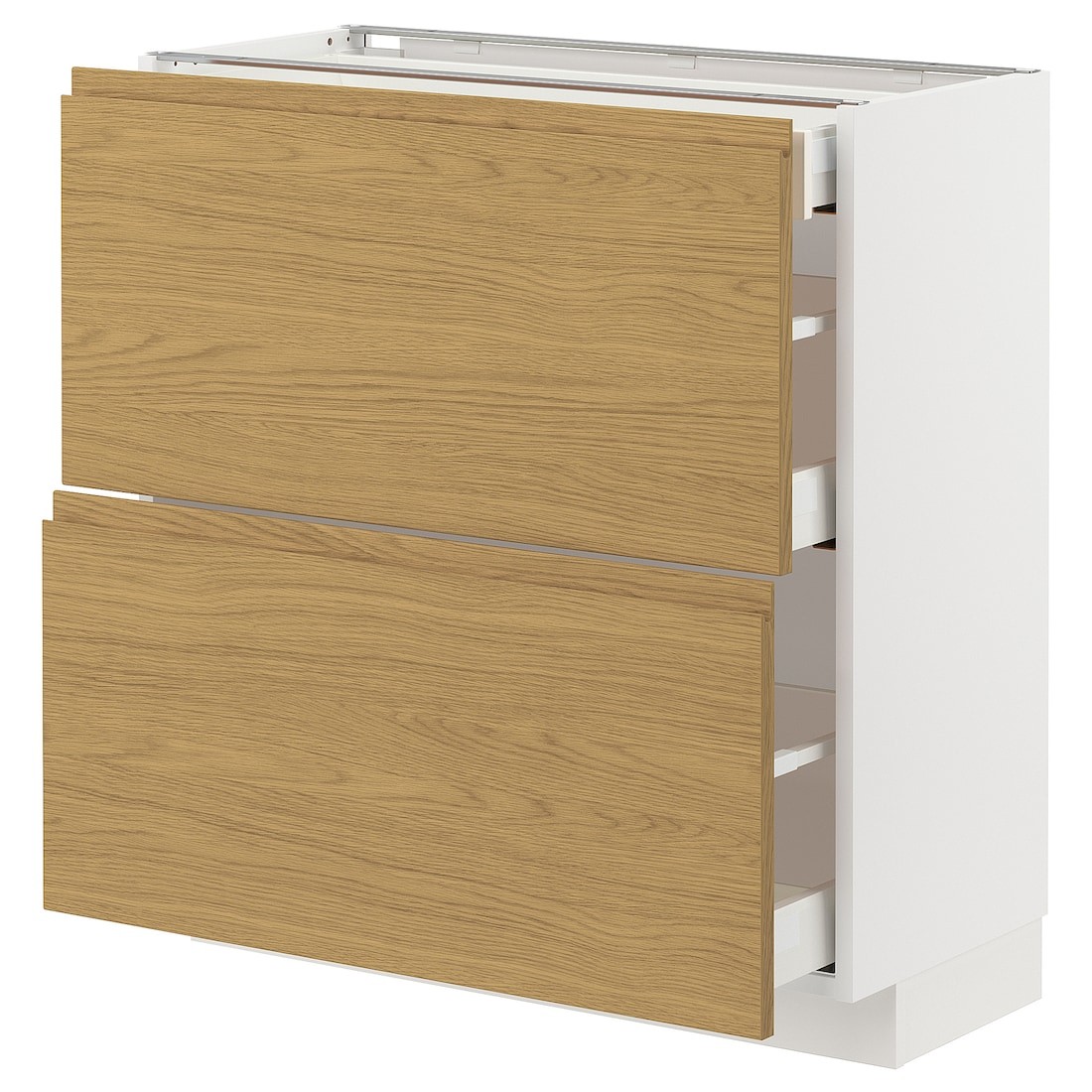 METOD / MAXIMERA напольный шкаф/2 фасада/3 ящика, белый / Voxtorp имитация дуб, 80x37 см