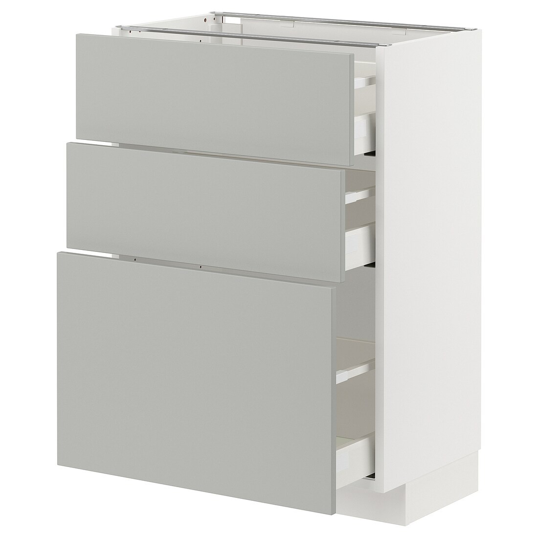 METOD / MAXIMERA Напольный шкаф с 3 ящиками, белый / Хавсторп светло-серый, 60x37 см
