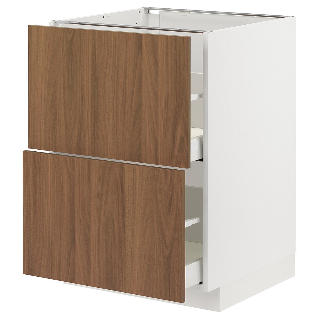 METOD / MAXIMERA Напольный шкаф с ящиками, белый / Имитация коричневого ореха, 60x60 см