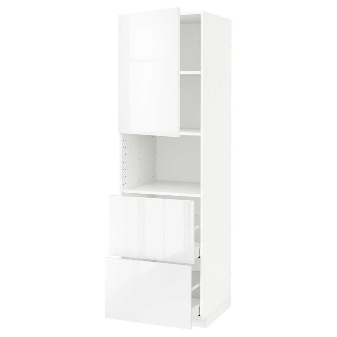 METOD МЕТОД / MAXIMERA МАКСИМЕРА Высокий шкаф для микроволновки с дверями / 2 ящика, белый / Ringhult белый, 60x60x200 см