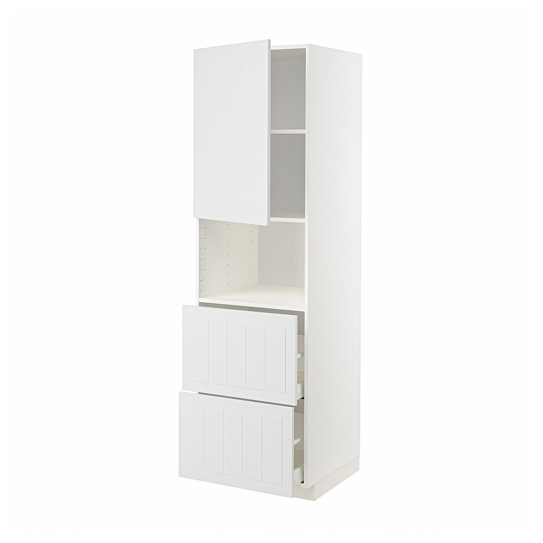 METOD МЕТОД / MAXIMERA МАКСИМЕРА Высокий шкаф для микроволновки с дверями / 2 ящика, белый / Stensund белый, 60x60x200 см