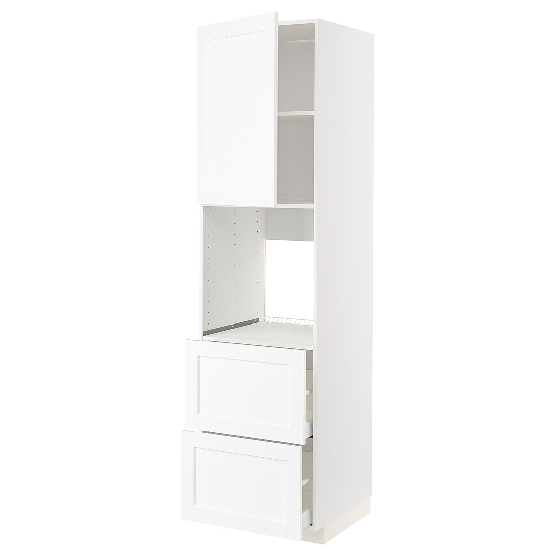 METOD МЕТОД / MAXIMERA МАКСИМЕРА Высокий шкаф для духовки с дверцей / ящиками, белый Enköping / белый имитация дерева, 60x60x220 см