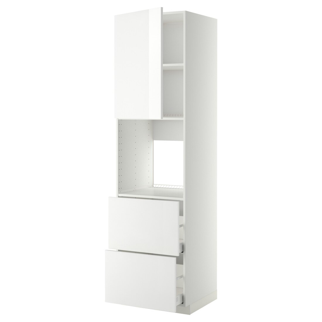 METOD МЕТОД / MAXIMERA МАКСИМЕРА Высокий шкаф для духовки с дверцей / ящиками, белый / Ringhult белый, 60x60x220 см