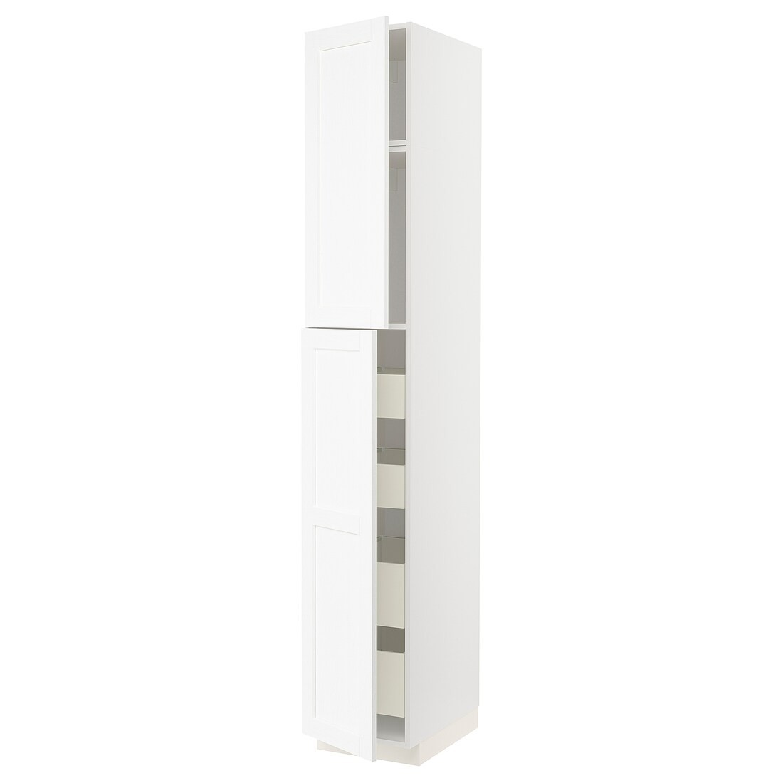 METOD МЕТОД / MAXIMERA МАКСИМЕРА Шкаф высокий 2 двери / 4 ящика, белый Enköping / белый имитация дерева, 40x60x240 см