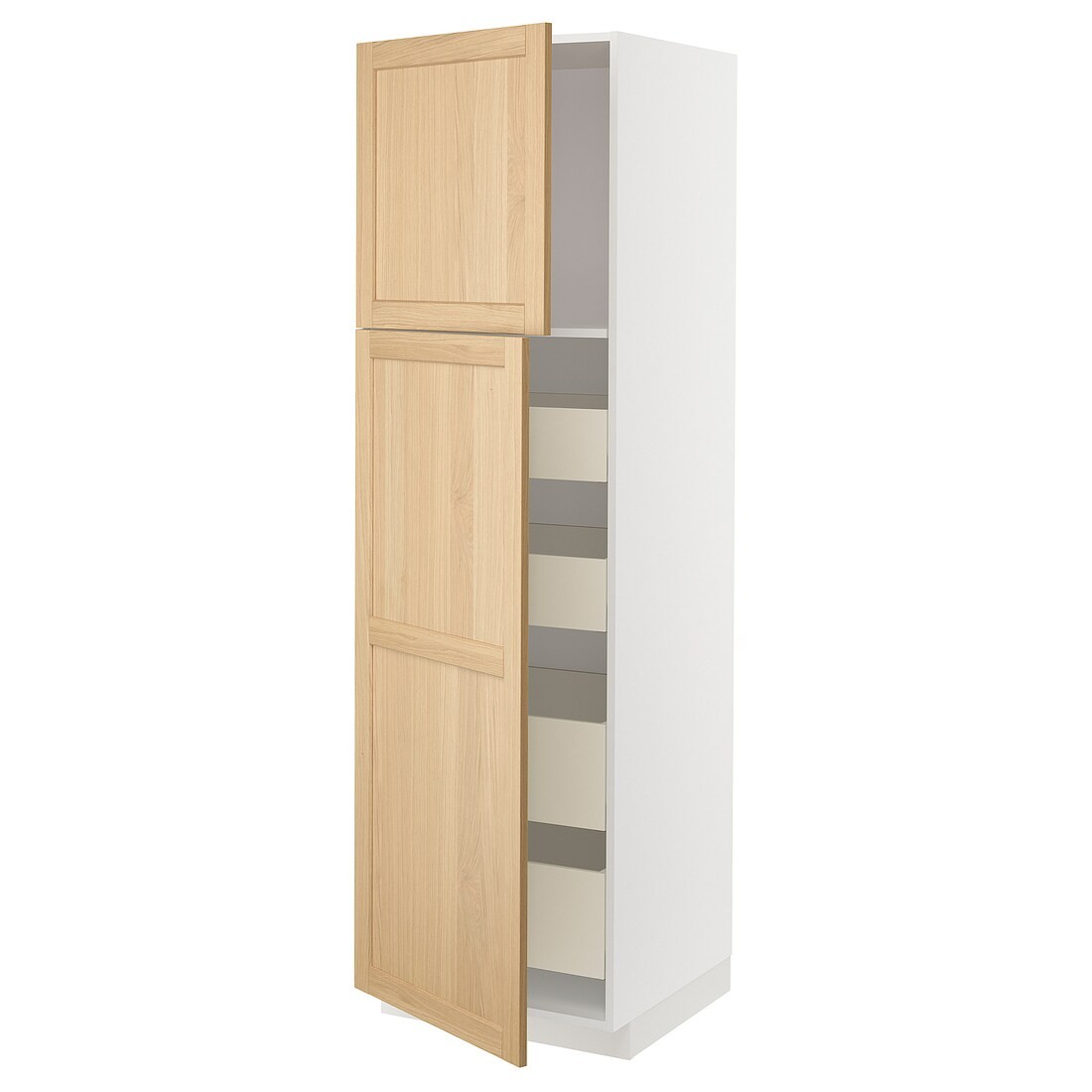 METOD / MAXIMERA Шкаф высокий 2 двери / 4 ящика, белый / дуб Forsbacka, 60x60x200 см