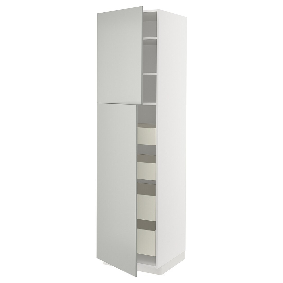 METOD / MAXIMERA Шкаф высокий 2 двери / 4 ящика, белый / Хавсторп светло-серый, 60x60x220 см
