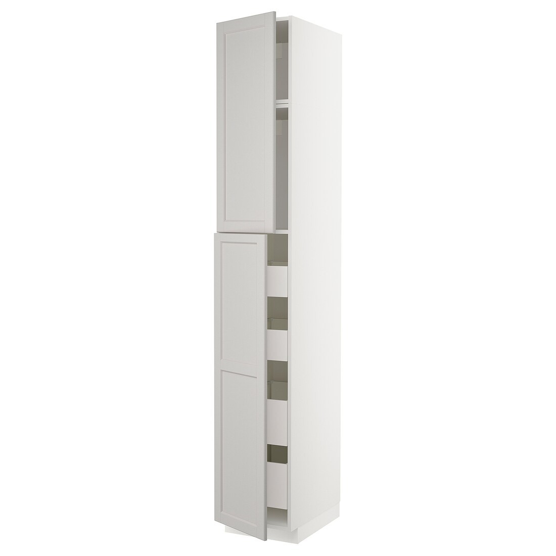 METOD МЕТОД / MAXIMERA МАКСИМЕРА Шкаф высокий 2 двери / 4 ящика, белый / Lerhyttan светло-серый, 40x60x240 см