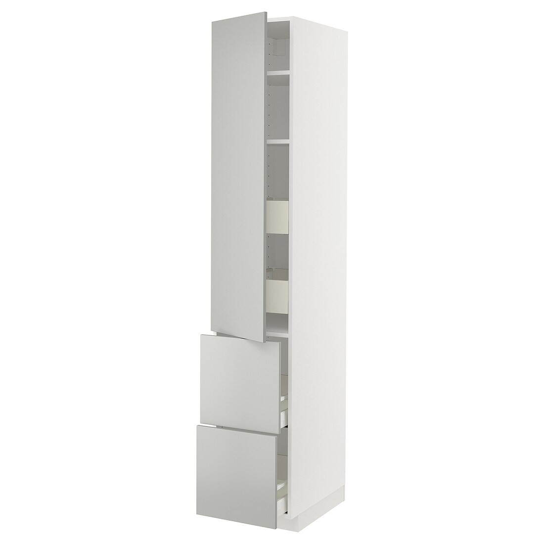 METOD / MAXIMERA Высокий шкаф с полками / ящиками, белый / Хавсторп светло-серый, 40x60x220 см