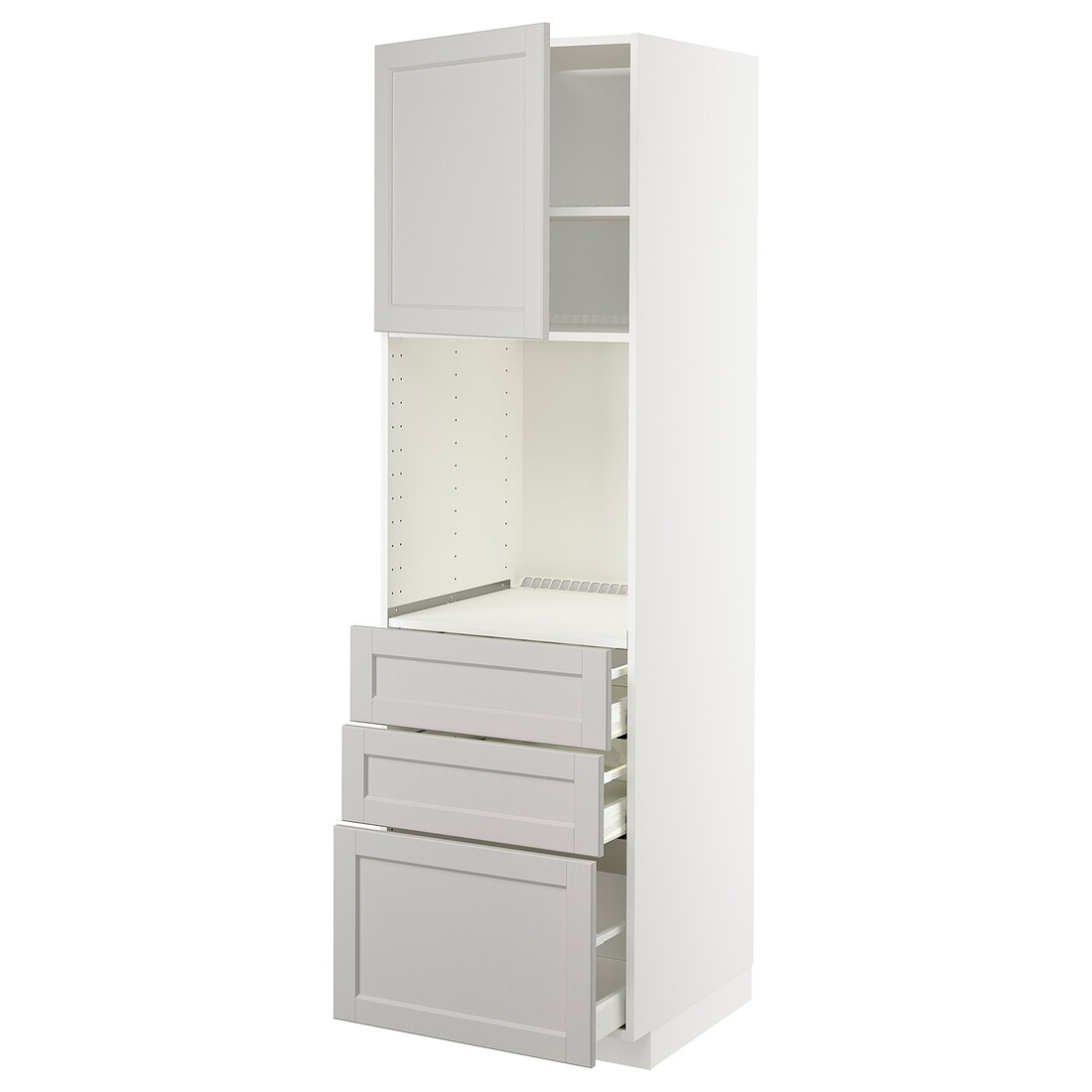 METOD МЕТОД / MAXIMERA МАКСИМЕРА Высокий шкаф для духовки, белый / Lerhyttan светло-серый, 60x60x200 см