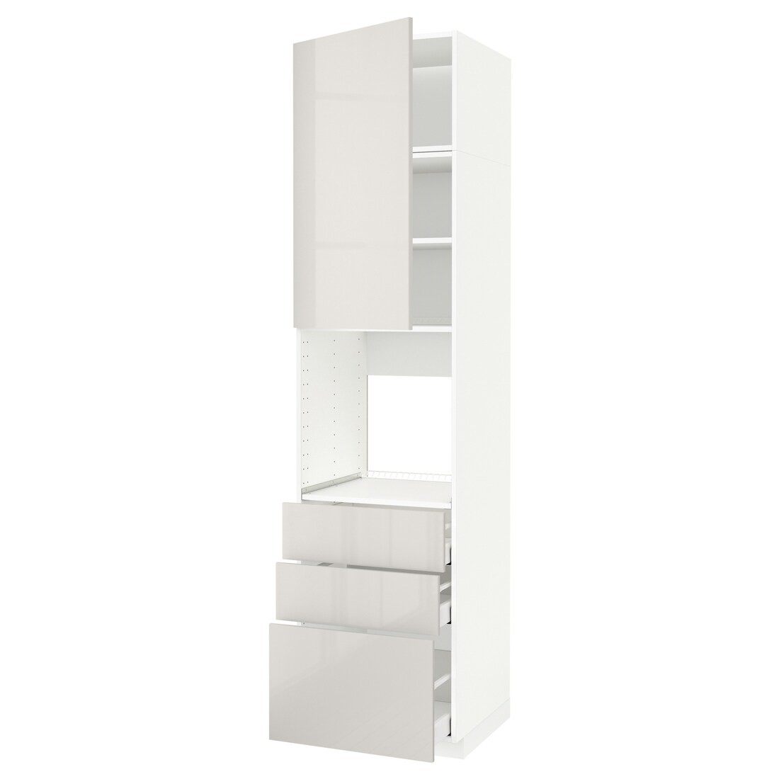 METOD МЕТОД / MAXIMERA МАКСИМЕРА Высокий шкаф для духовки, белый / Ringhult светло-серый, 60x60x240 см