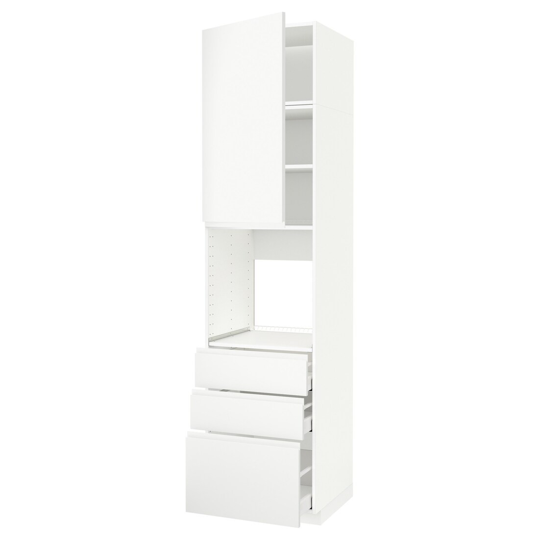 METOD МЕТОД / MAXIMERA МАКСИМЕРА Высокий шкаф для духовки, белый / Voxtorp матовый белый, 60x60x240 см