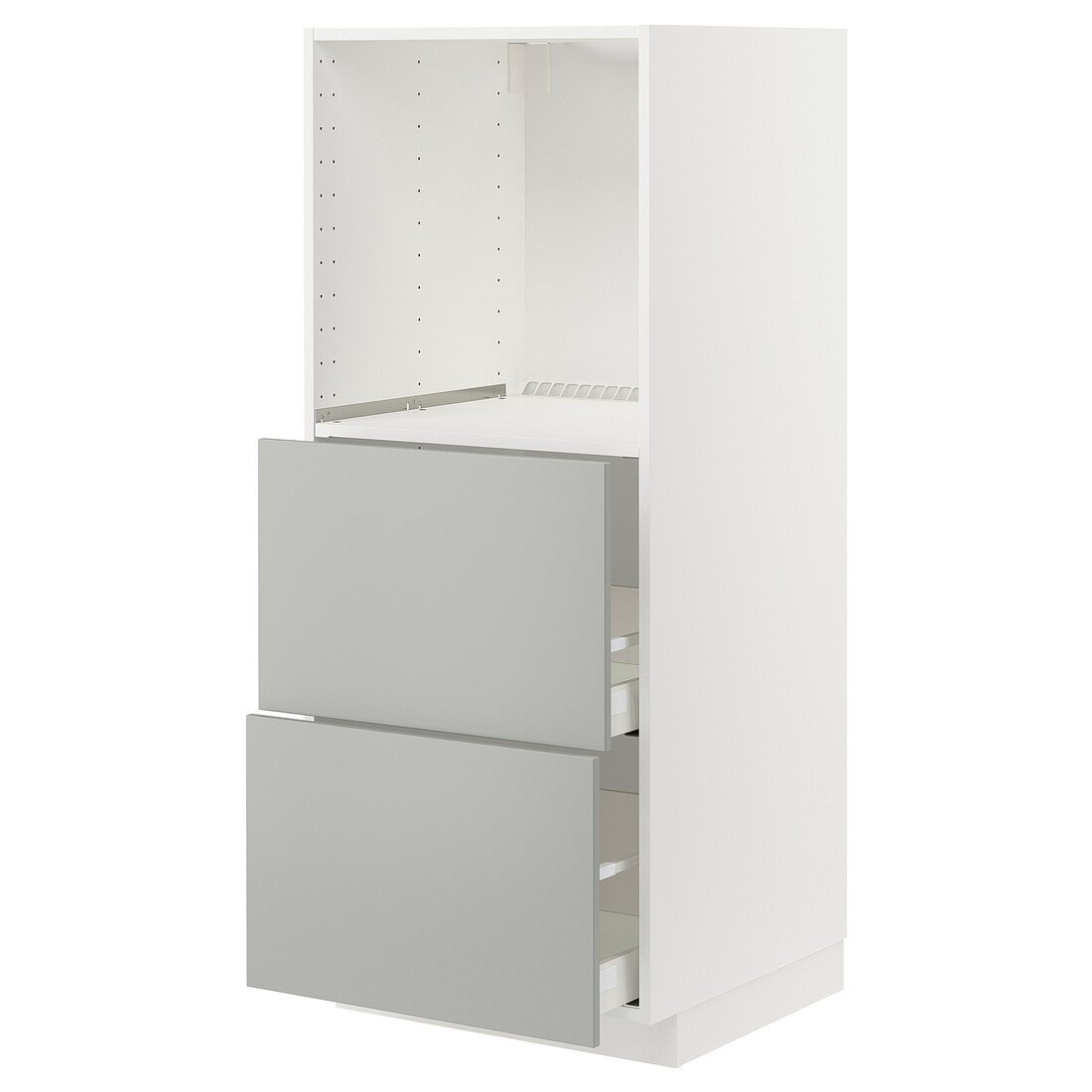 METOD / MAXIMERA Высокий шкаф с 2 ящиками для духовки, белый / Хавсторп светло-серый, 60x60x140 см