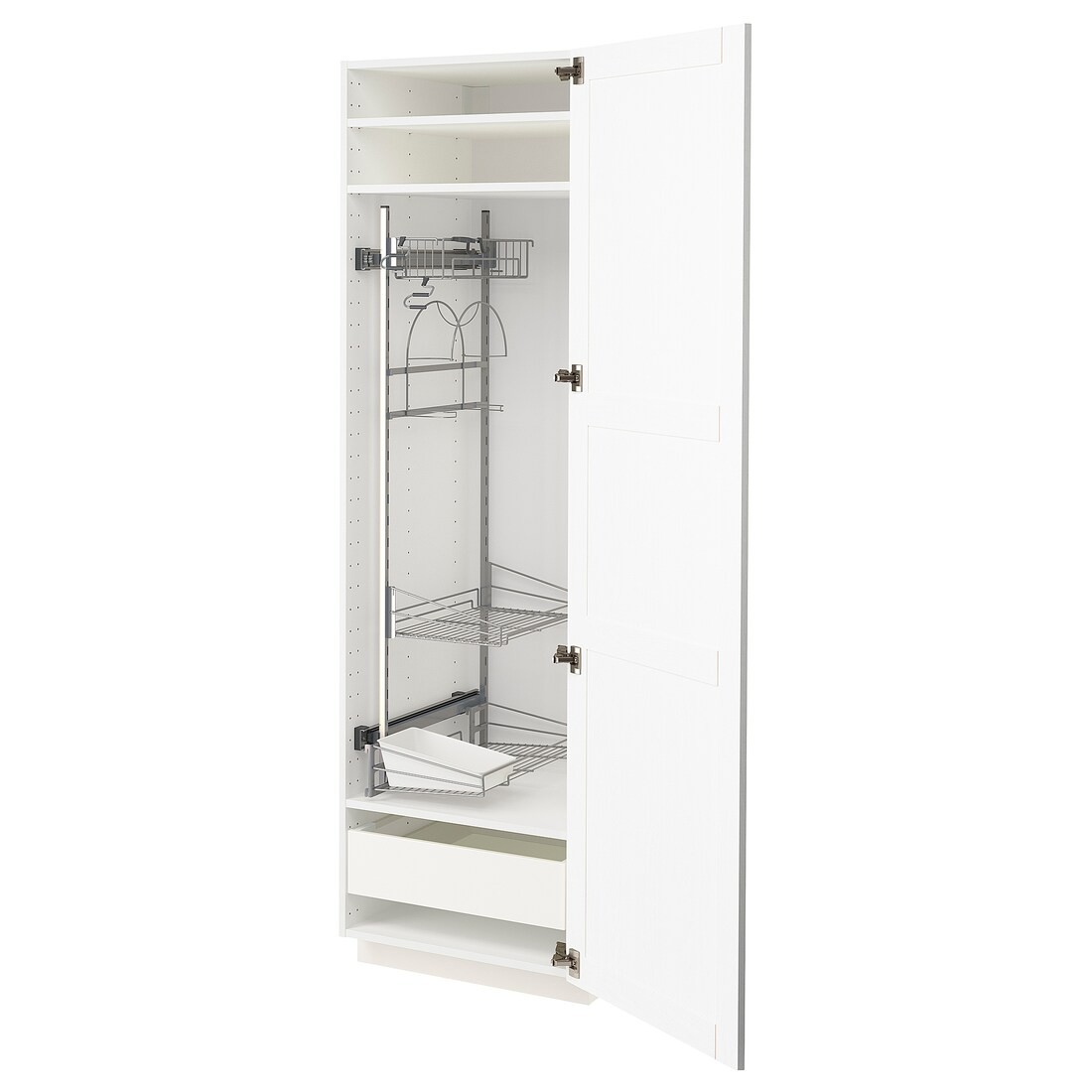 METOD МЕТОД / MAXIMERA МАКСИМЕРА Высокий шкаф с отделением для аксессуаров для уборки, белый Enköping / белый имитация дерева, 60x60x200 см