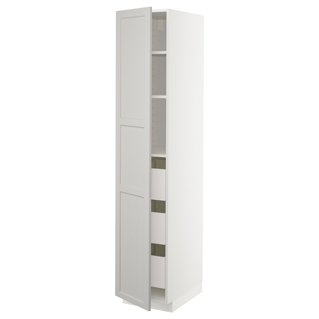 METOD МЕТОД / MAXIMERA МАКСИМЕРА Шкаф высокий с ящиками, белый / Lerhyttan светло-серый, 40x60x200 см