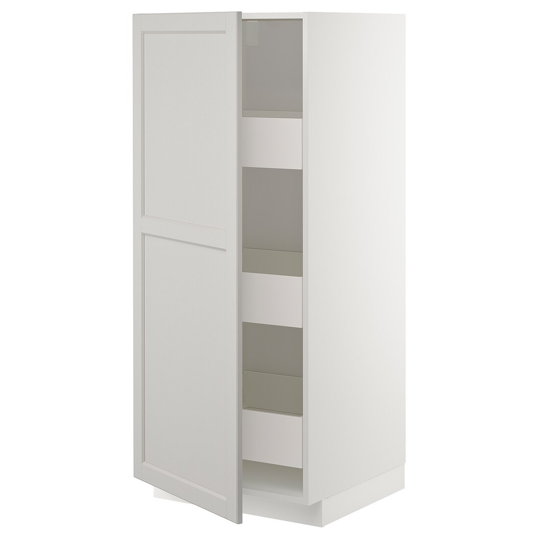 METOD МЕТОД / MAXIMERA МАКСИМЕРА Шкаф высокий с ящиками, белый / Lerhyttan светло-серый, 60x60x140 см