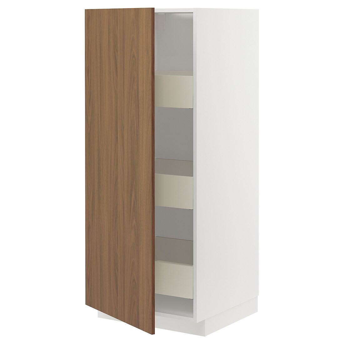 METOD / MAXIMERA Шкаф высокий с ящиками, белый / Имитация коричневого ореха, 60x60x140 см