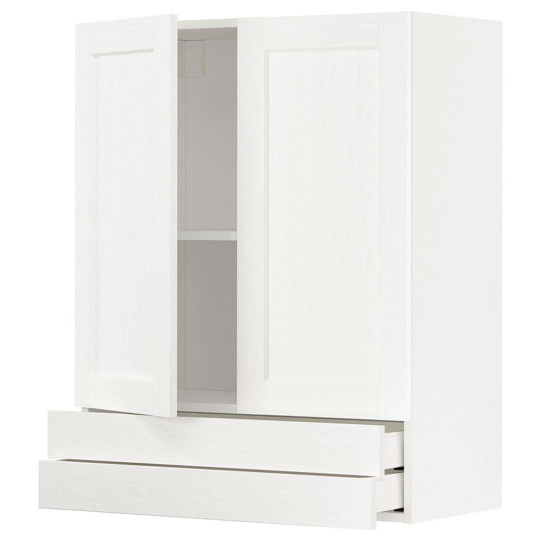 METOD МЕТОД / MAXIMERA МАКСИМЕРА Навесной шкаф / 2 дверцы / 2 ящика, белый Enköping / белый имитация дерева, 80x100 см